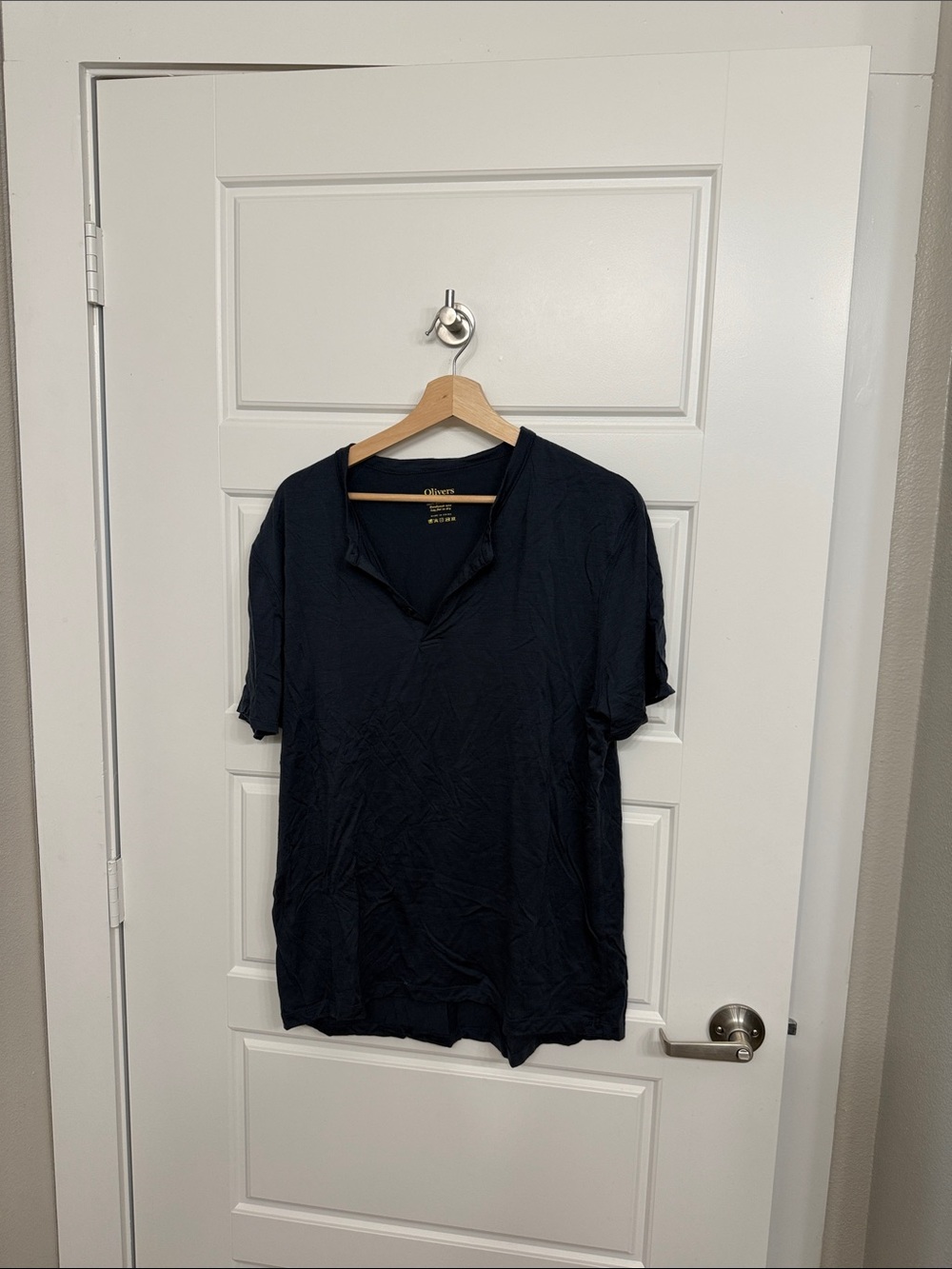Oliver’s Men’s Navy Short-Sleeve Henley Merino Wool XL